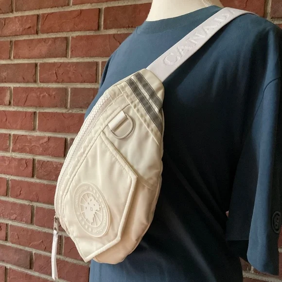 Canada Goose White Waist Fanny Crossbody Pack Performance Satin NWT